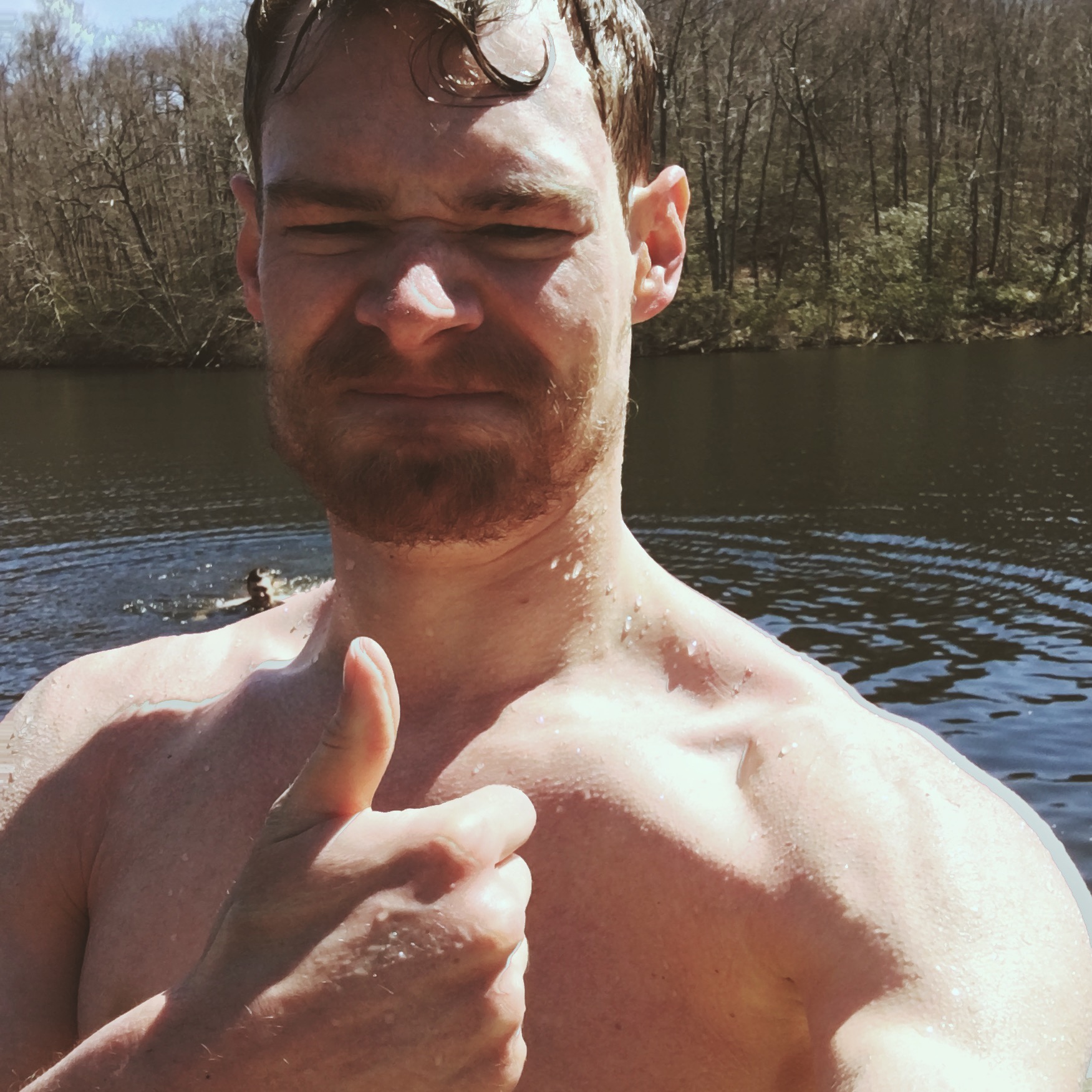 Jumping into frigid lakes. In April. The water couldn't have been warmer than 50 degrees.