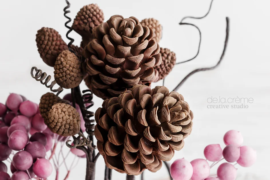 Edible Pinecones — handmade piece by piece from modeling chocolate.