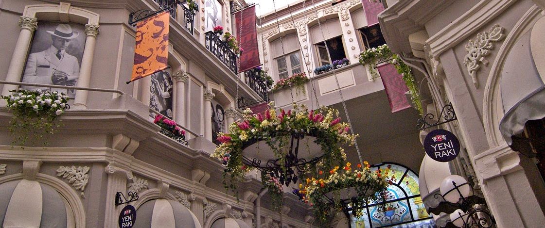 Looking up at Cicek Pasaj. Photo via Istanbul.com