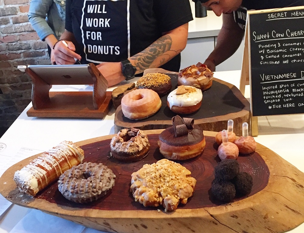 The view from the front of the line at The Salty Donut. You can buy the Will Work For Donuts t-shirt online here .