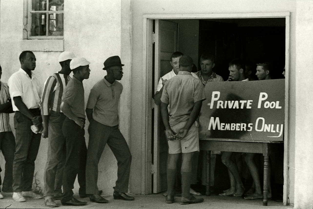 Demonstrators in line in Cairo, IL, 1962