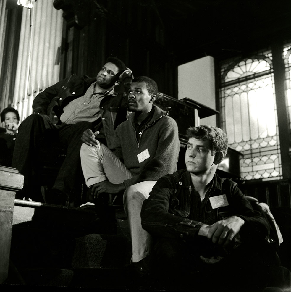 Ruby Doris Smith, James Forman, Marion Barry, and Sam Shirah after Kennedy’s death, Washington, DC, 1963