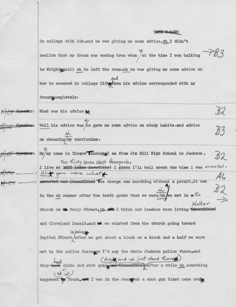 Transcript from Brown-Tougaloo Language Project (BTLP)