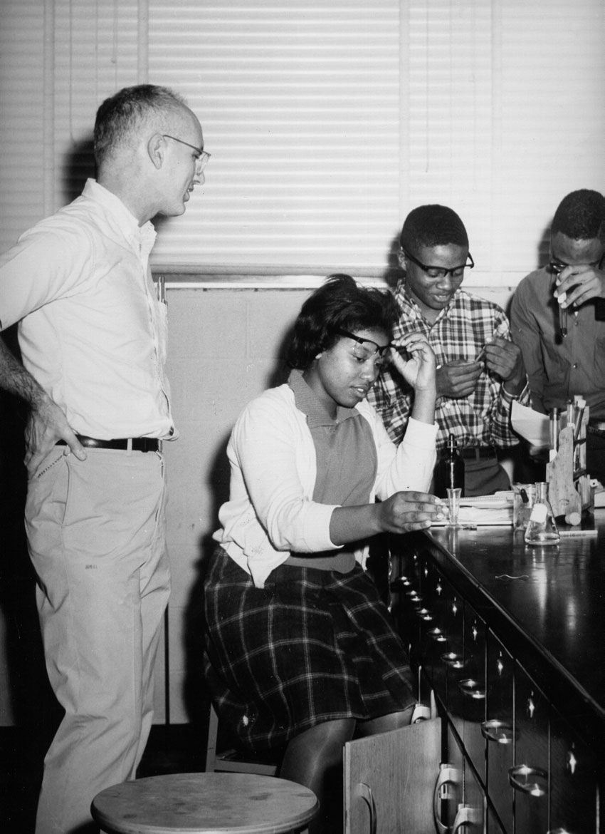 Brown University Professor Ned Greene in Chemistry Class at Tougaloo College, 1964