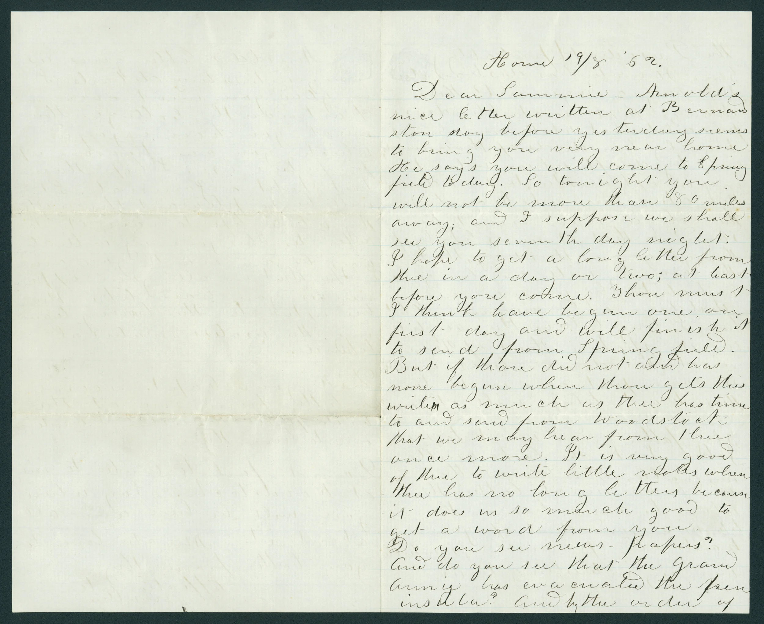 CHACE LETTER, 1862