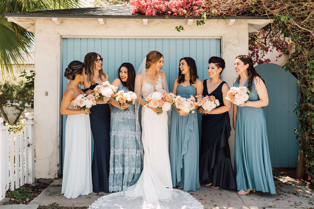 blush bridesmaids bouquets