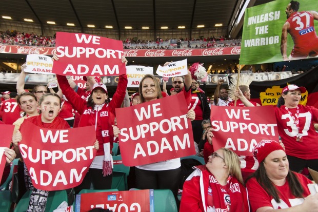 Titus O'Reilly: 'But when a bunch of racists are doing it too, maybe that’s a sign you should stop', Sydney Swans supporter group, Rnd 16 - 2015