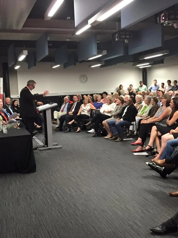 Anson Cameron speaking at Opening Night