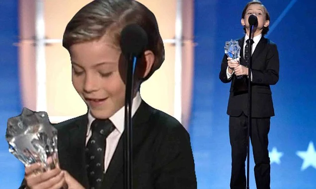 Jacob Tremblay: 'I know where to put this. Right there on the shelf beside my Millennium Falcon' Best Young Performer,  Critics Choice Award - 2016