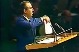 Chaim Herzog: 'This resolution based on hatred, falsehood and arrogance', Tears up UN Resolution 3379 - 1975