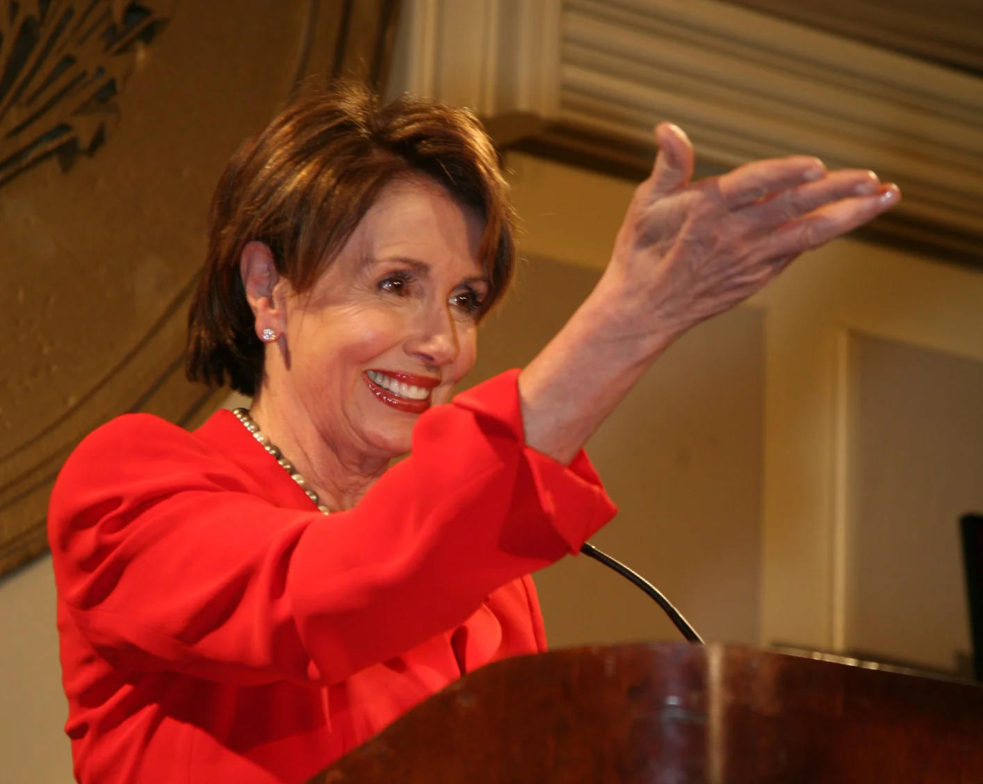 Nancy Polosi: 'This president has appointed so many people from Goldman Sachs to high positions that there's nobody left to listen to Hillary's speeches', Gridiron Club dinner - 2017