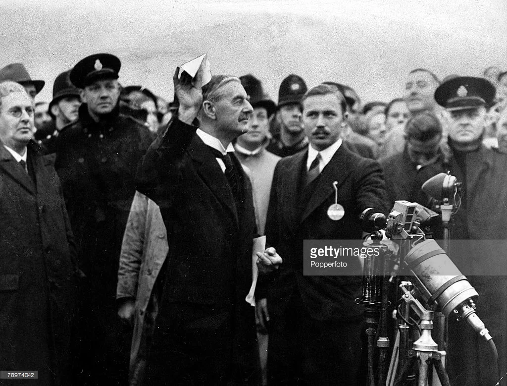 Neville Chamberlain: 'Peace for our time', return from Munich Conference - 1938