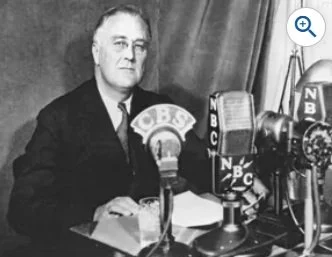 Franklin D Roosevelt: 'There was a general rush by a large portion of our population to turn bank deposits into currency or gold' First fireside chat - 1933 