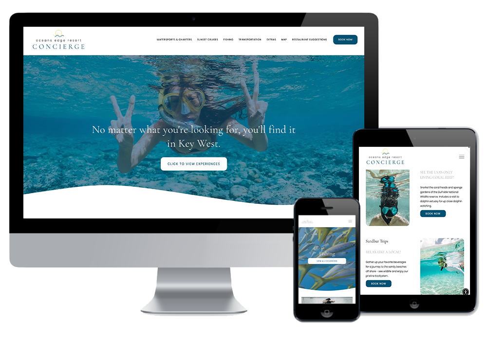 web design for oceans edge resort concierge by Wonderdog Studios