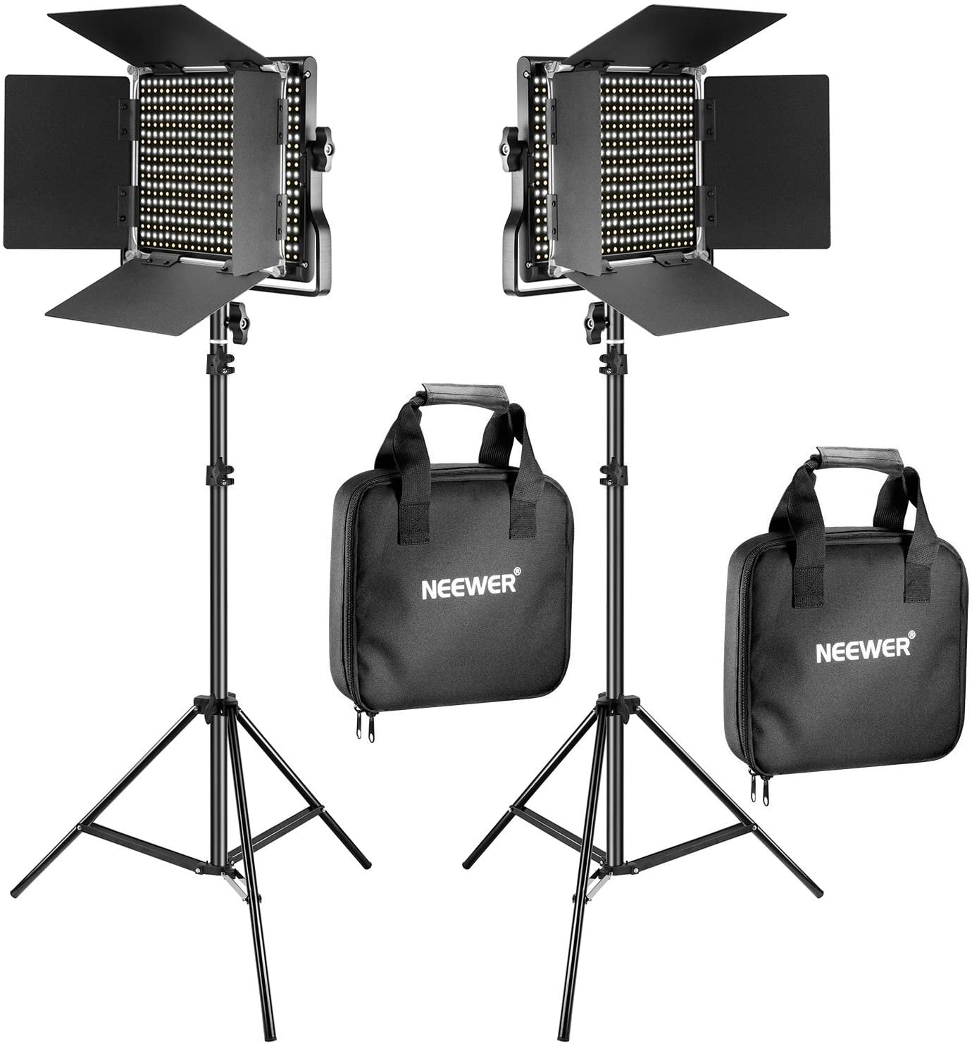 Neewer 2 Pieces Bi-color 660 LED Video Light and Stand Kit 