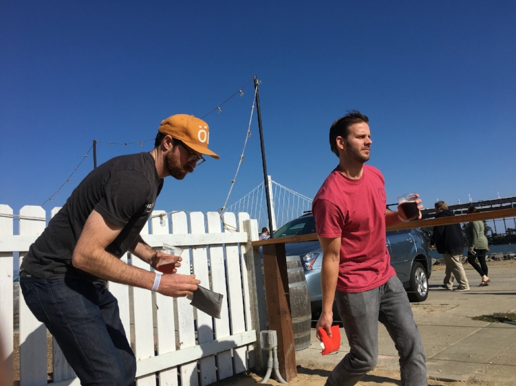 Beer garden games galore! Frank and Nick have been competitive since daycare.