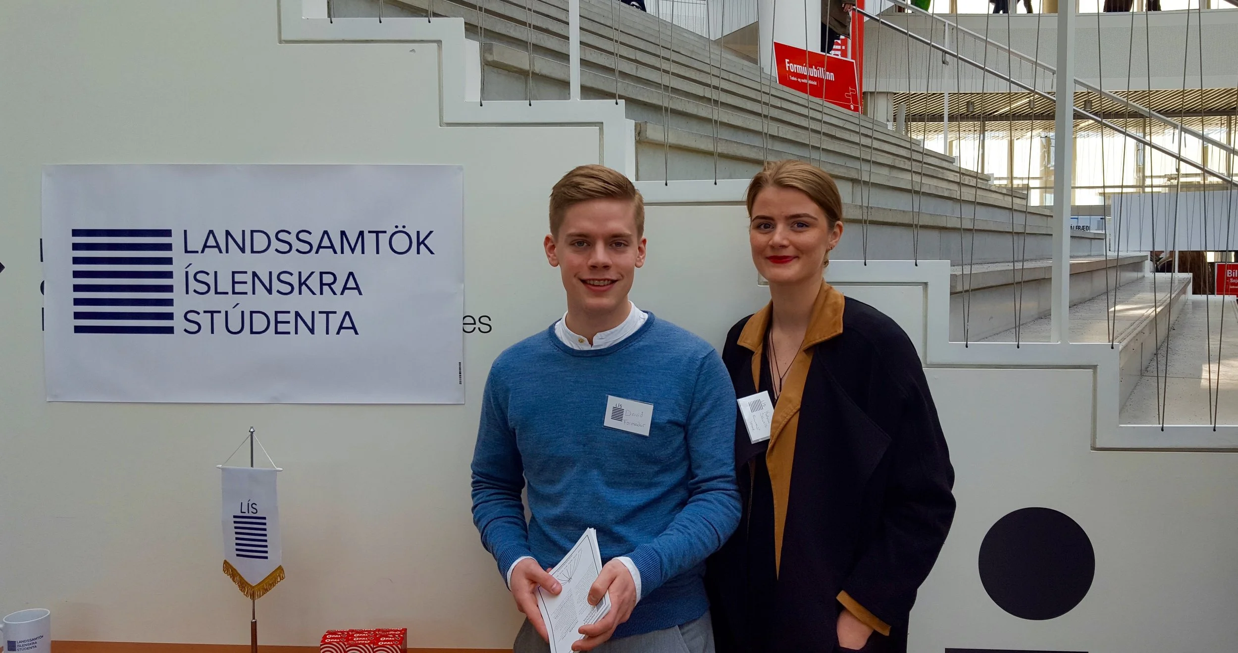 David Erik, formaður LÍS og Kristín Sólveig, fulltrúi SFHR í framkvæmdastjórn LÍS kynntu samtökin í Háskólanum í Reykjavík
