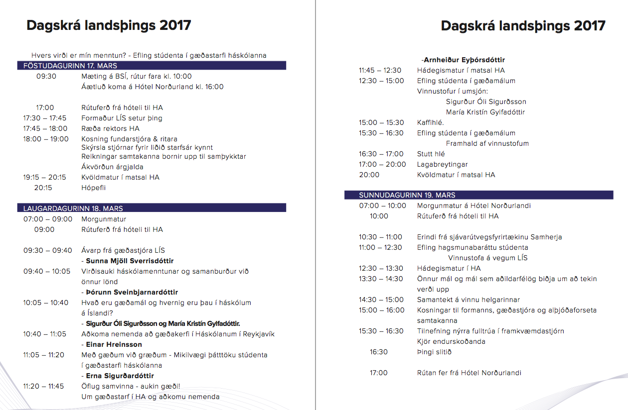 Dagskrá þingsins