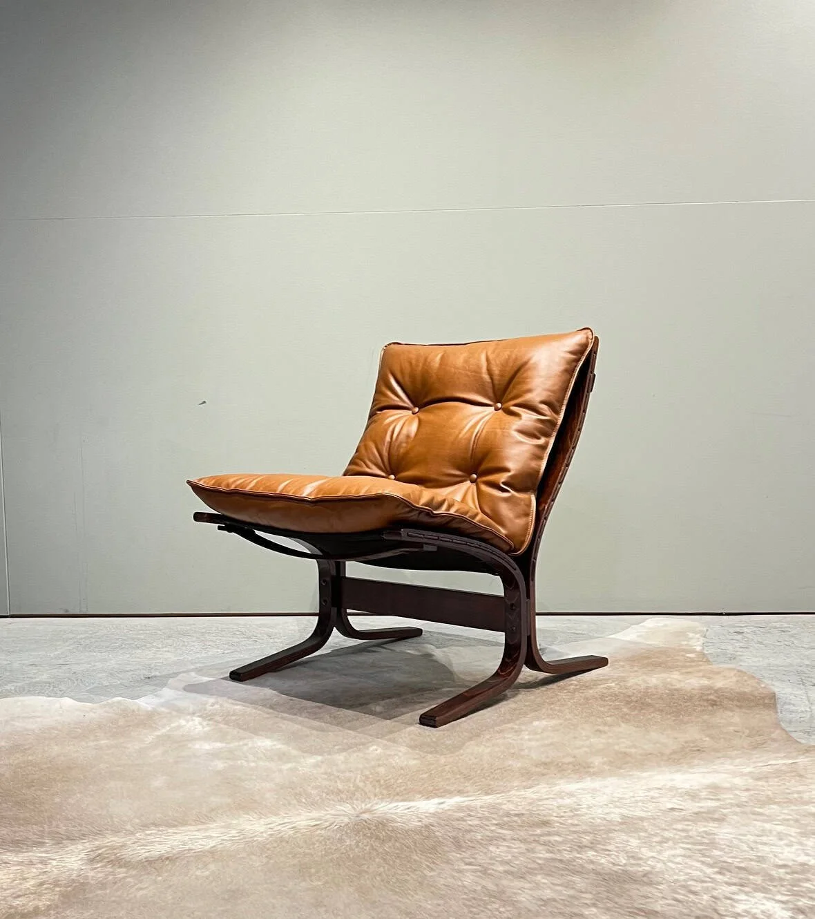 mid century scandinavian lounge chair leather and canvas.jpg
