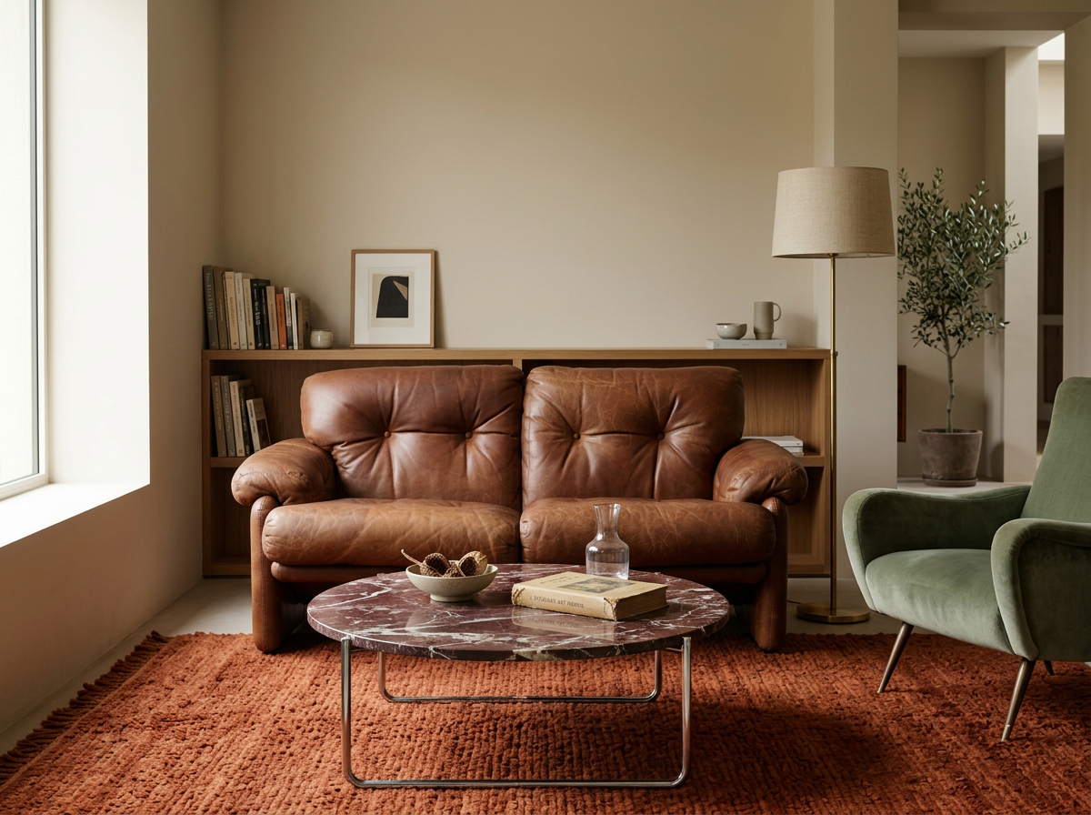 vintage 2 seat italian brown leather sofa for sale australia