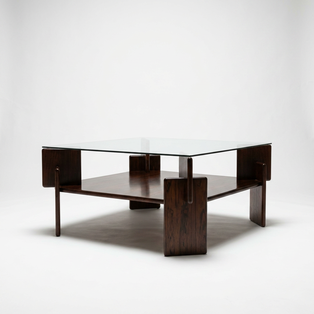 rosewood and glass danish coffee table