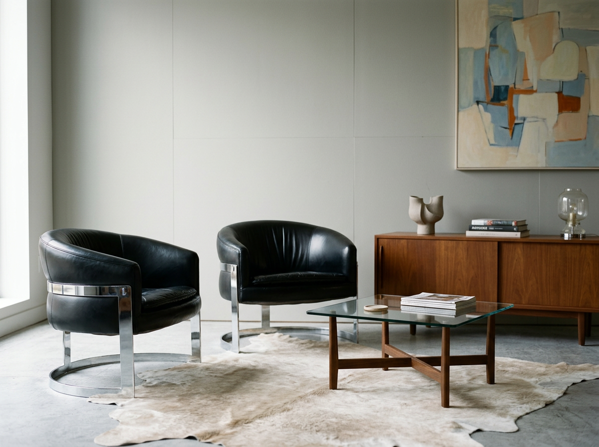 vintage chrome and black leather lounge chairs for sale melbourne