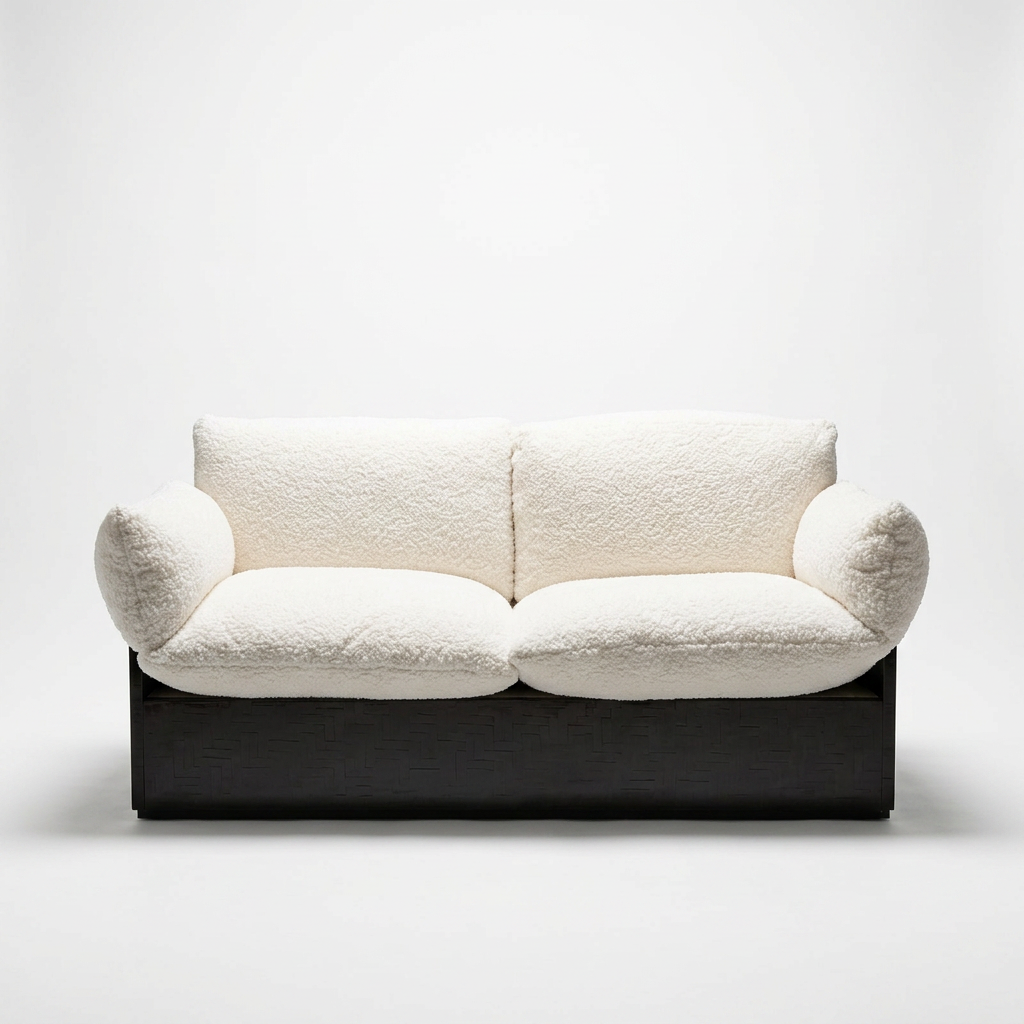 mid century modern white boucle italian sofa for sale