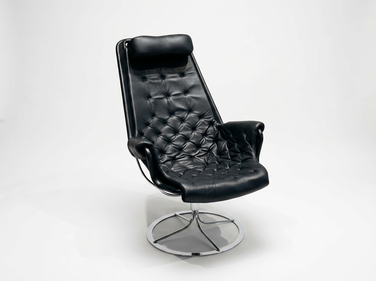 bruno mathsson black leather lounge chair with chrome base for sale melbourne