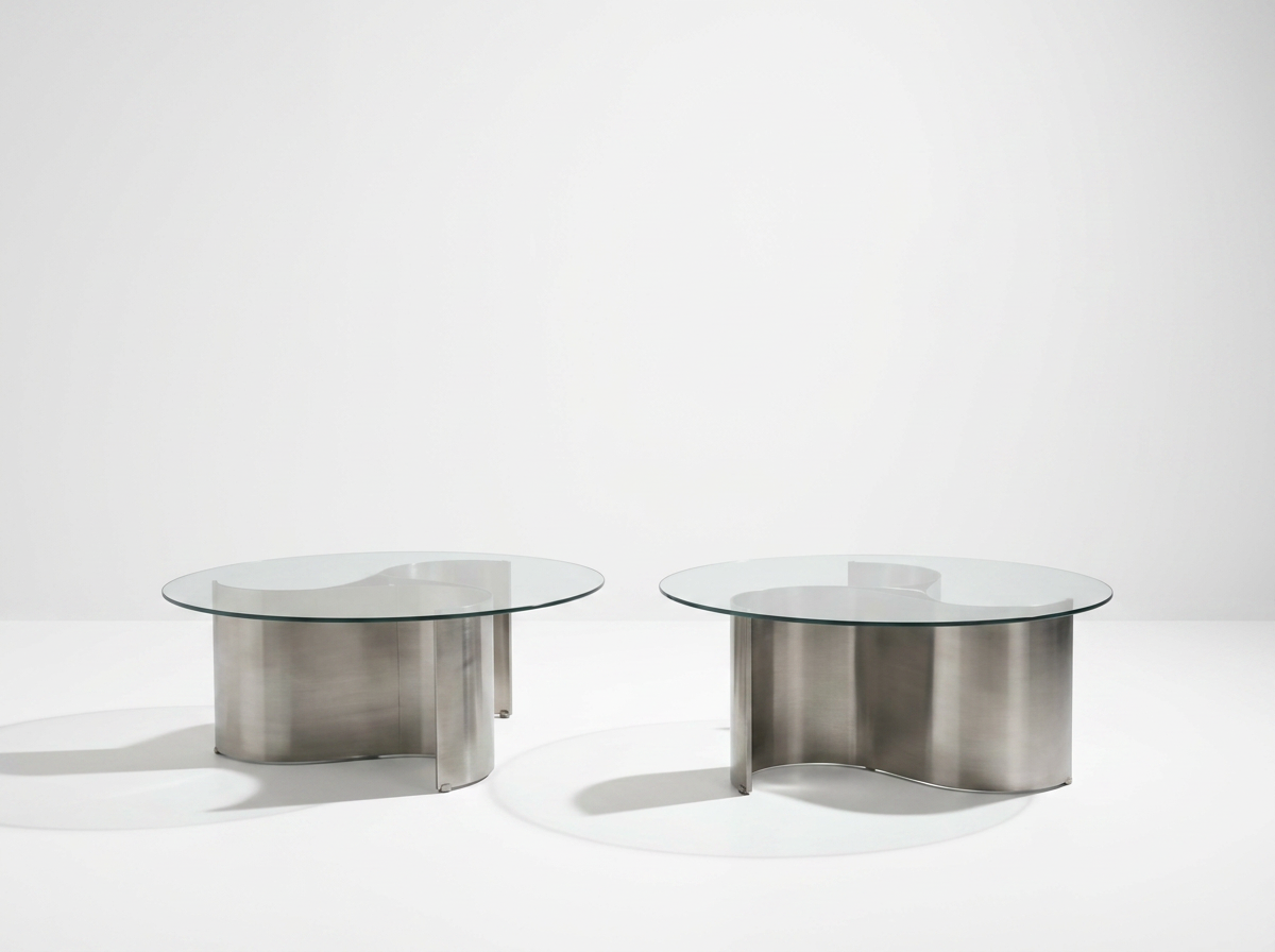 chrome and glass coffee table french vintage design