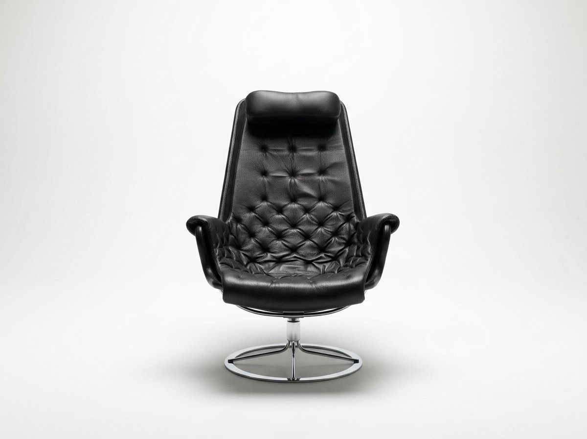 vintage 2nd hand black leather lounge chair for sale scandinavia