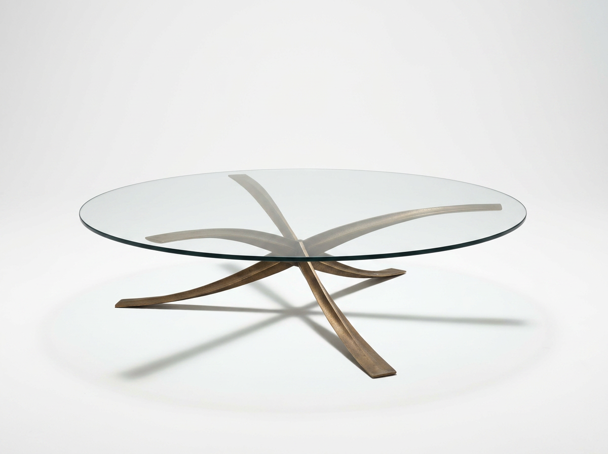 mange mangematin 1970s french vintage glass and brass coffee table