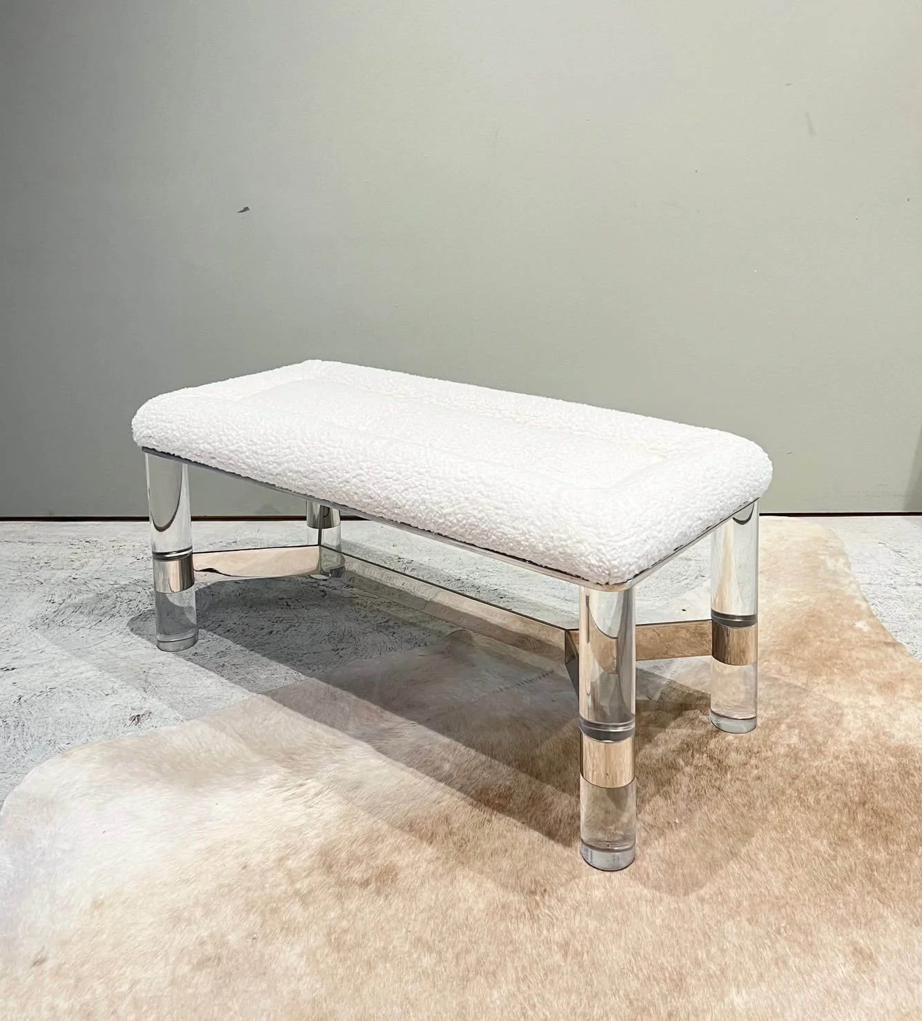 vintage 80s lucite and chrome bench.jpeg