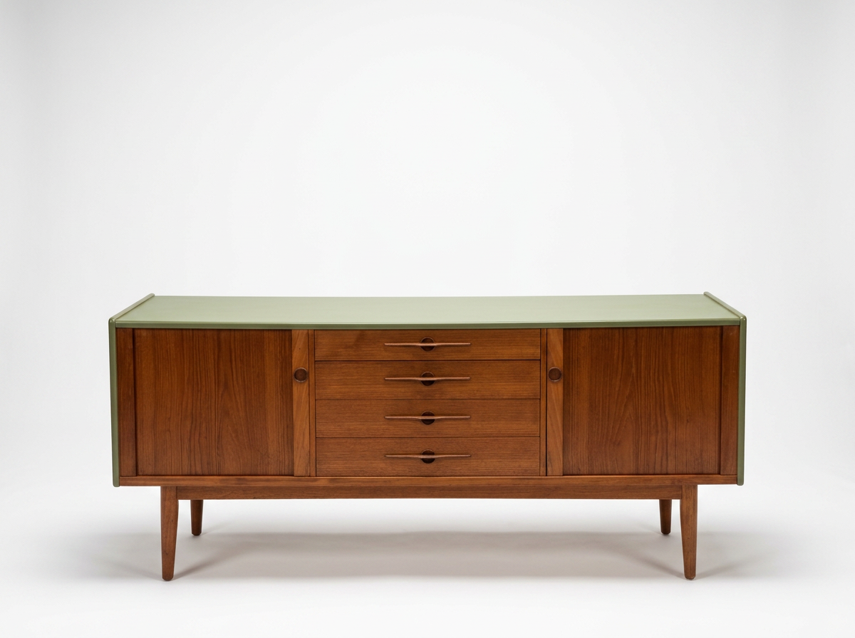 vintage teak sideboard with painted top mid century danish