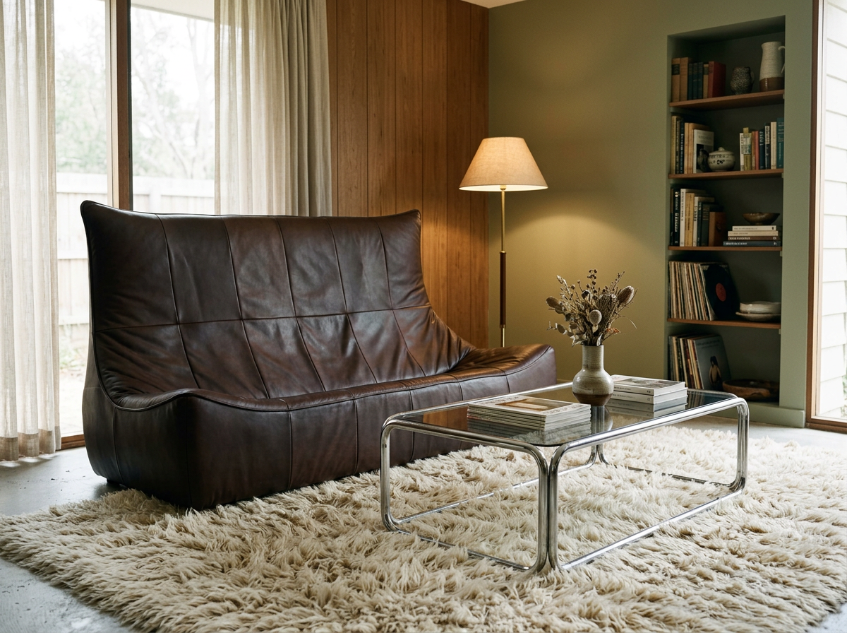 high back vintage brown leather sofa for sale