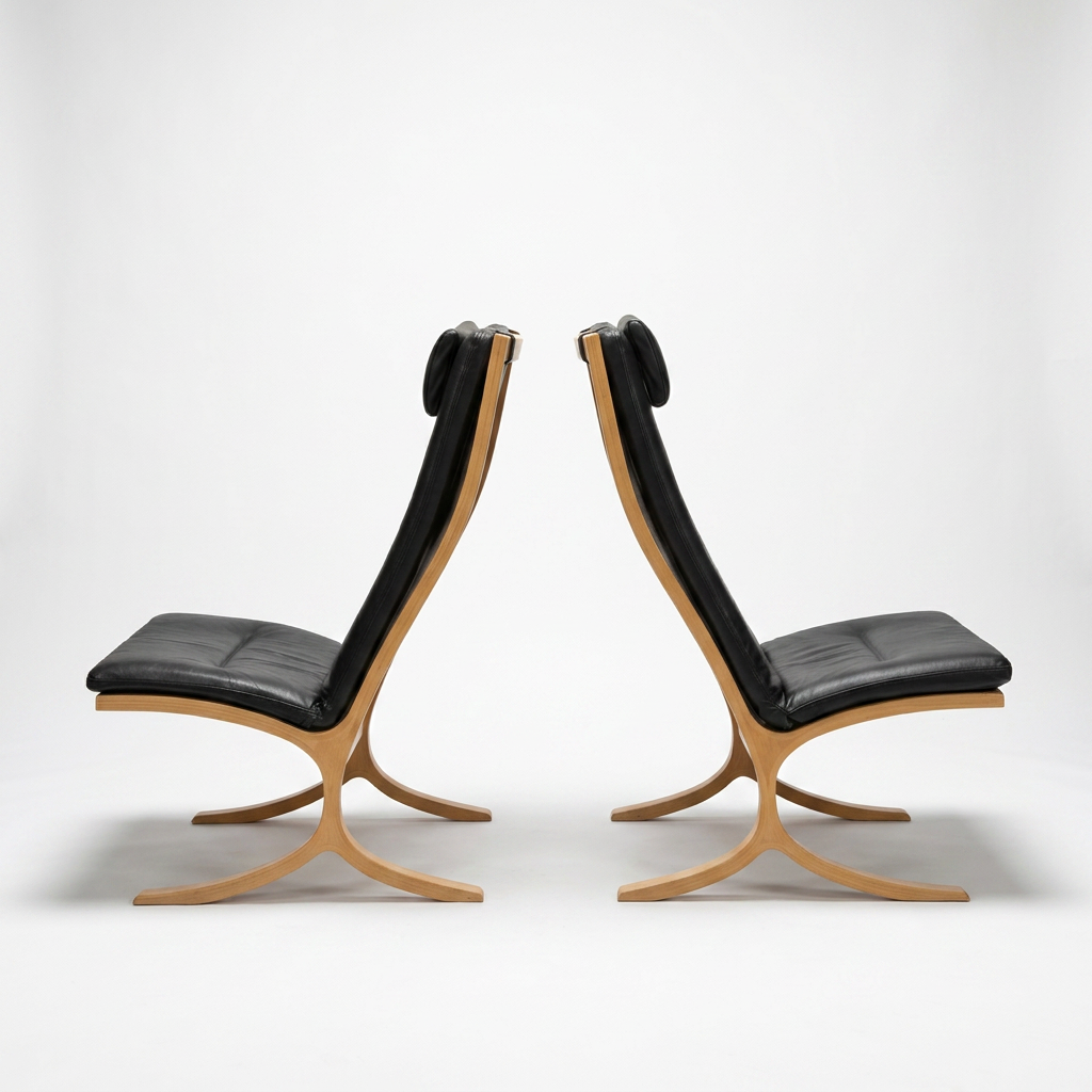 vintage danish beech and leather lounge chairs