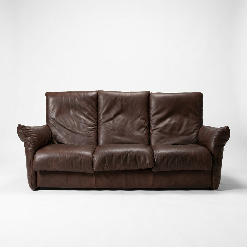 brown leather 3 seat vintage leather danish sofa