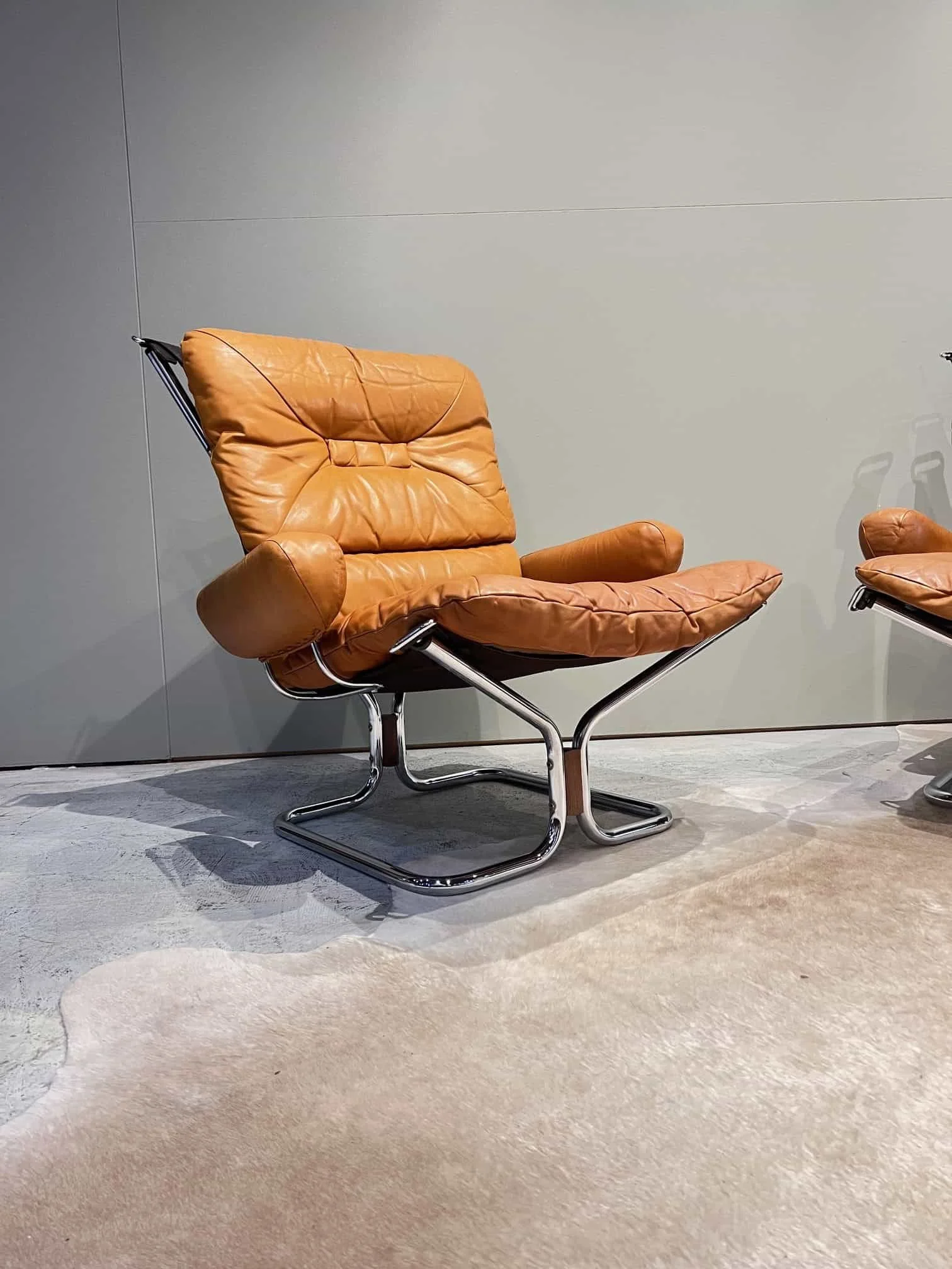 chrome and leather danish vintage lounge chair.jpeg