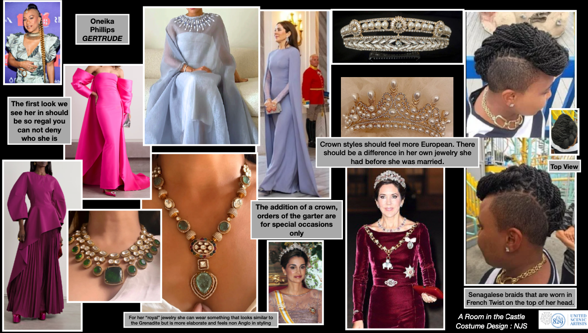  One of the Costume Design Boards for Queen Gertrude  