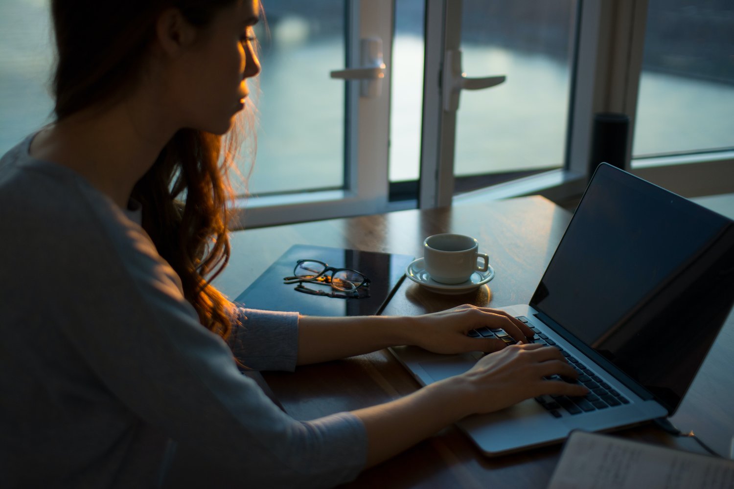 woman working on laptop