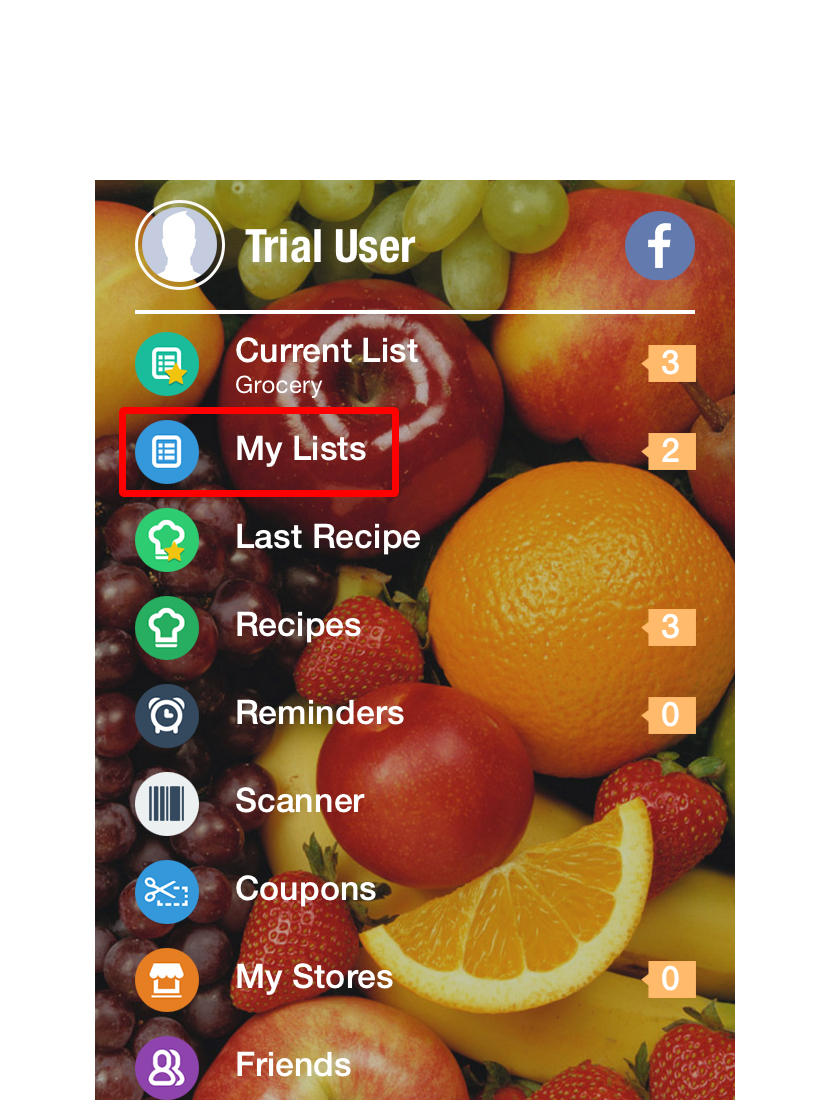 Let’s start with a Shopper basic by making a list. From the Home Screen, Select the My Lists icon.