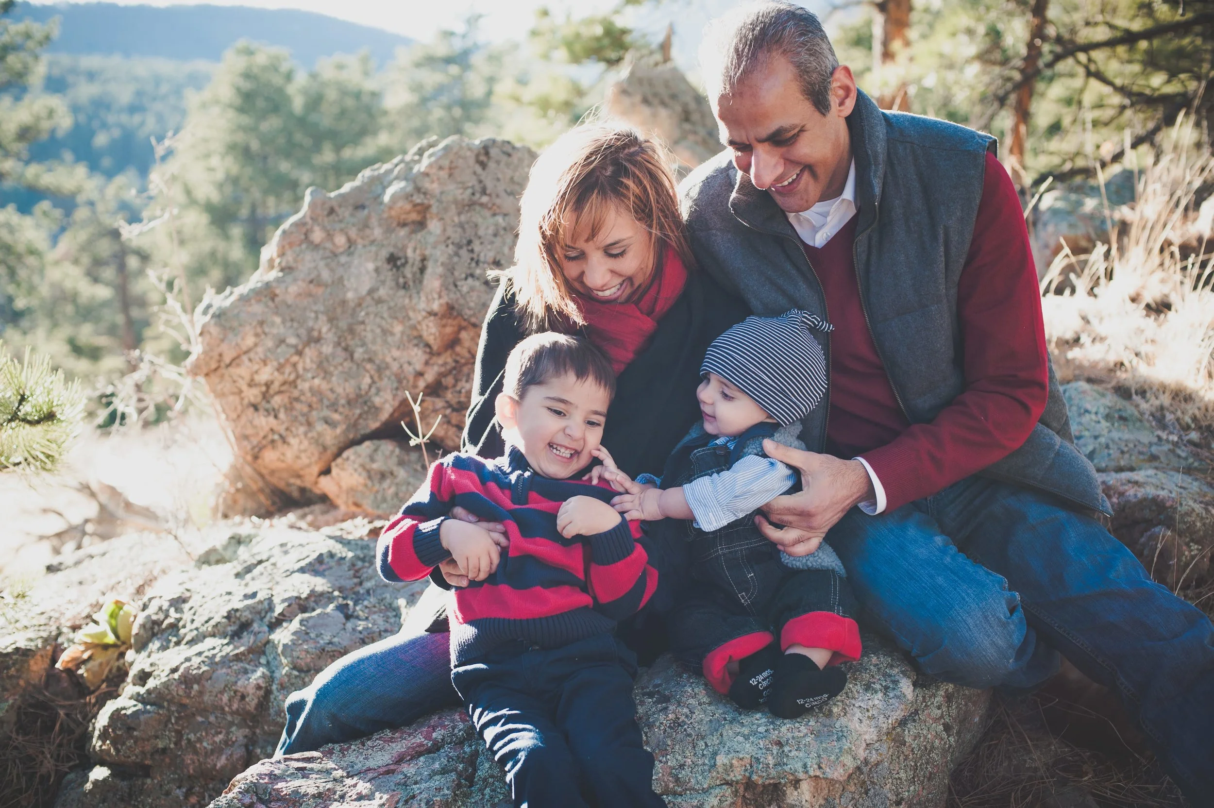 Family Playing in Mountains