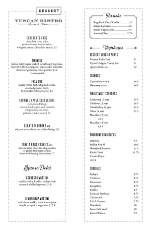 Dessert — Tuscan Brick Oven Bistro