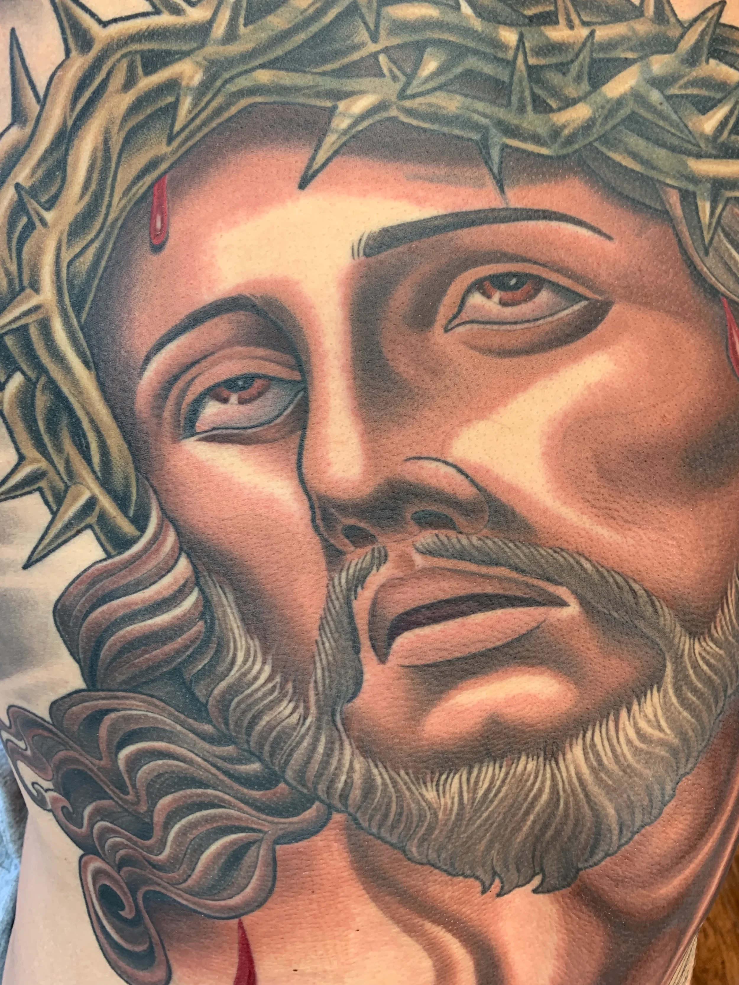 Close up of Jesus Back Piece
