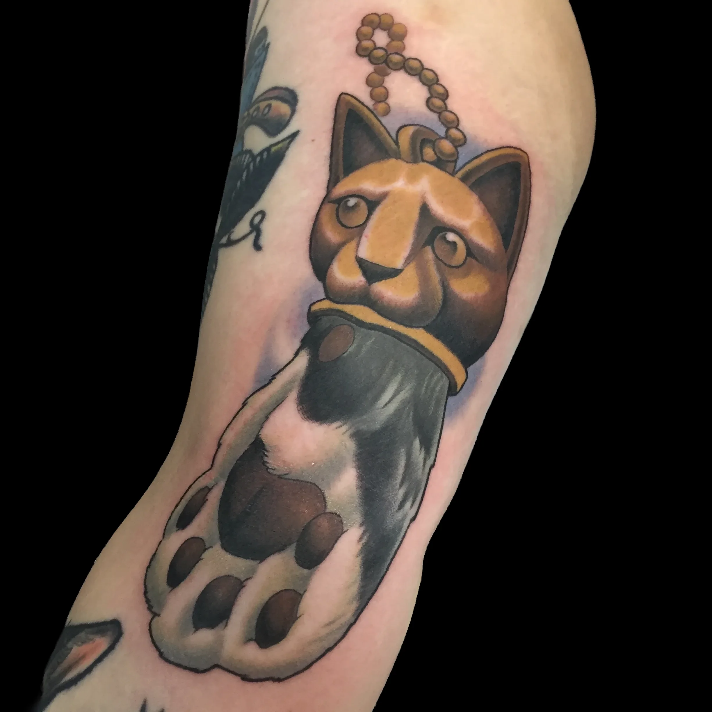 Lucky Cat Foot Tattoo