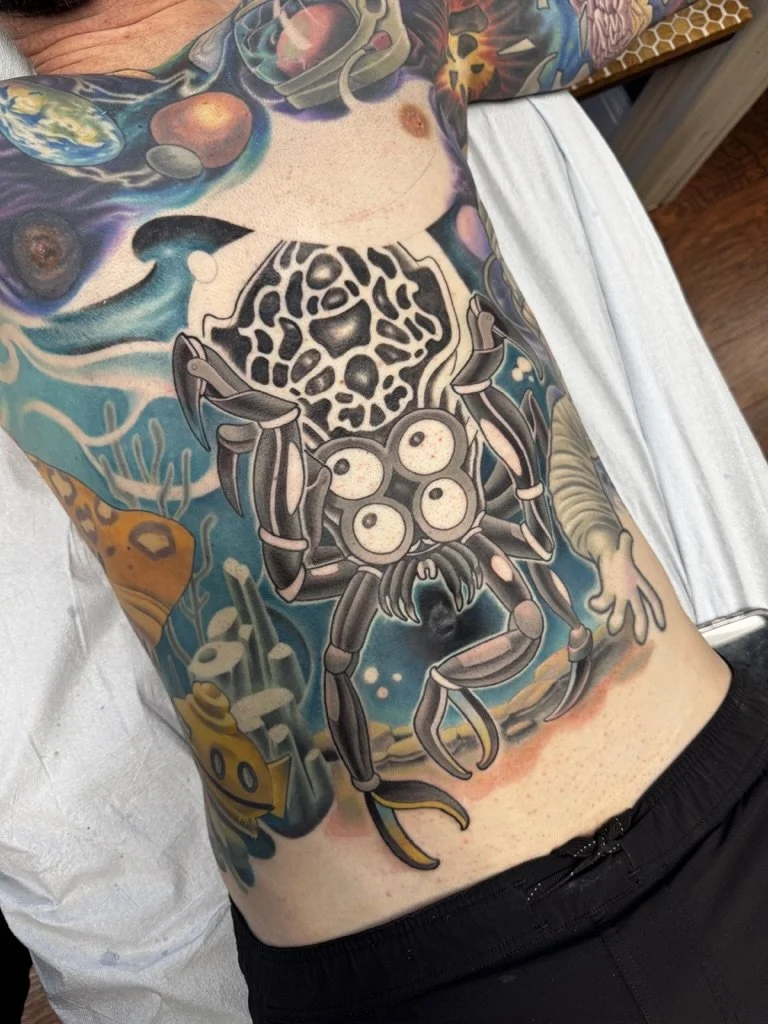 belly tattoo in progress