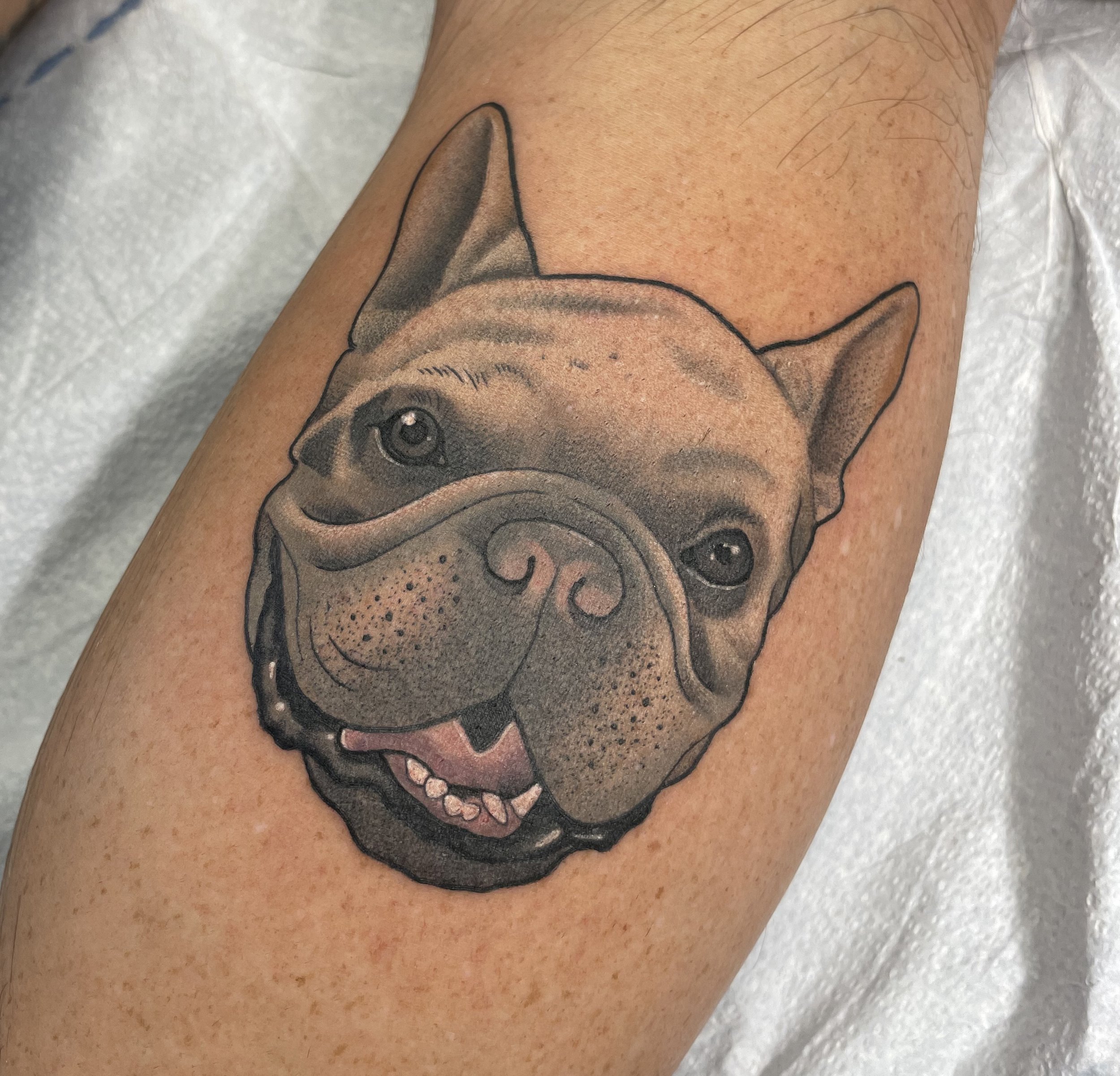 frenchie dog face tattoo