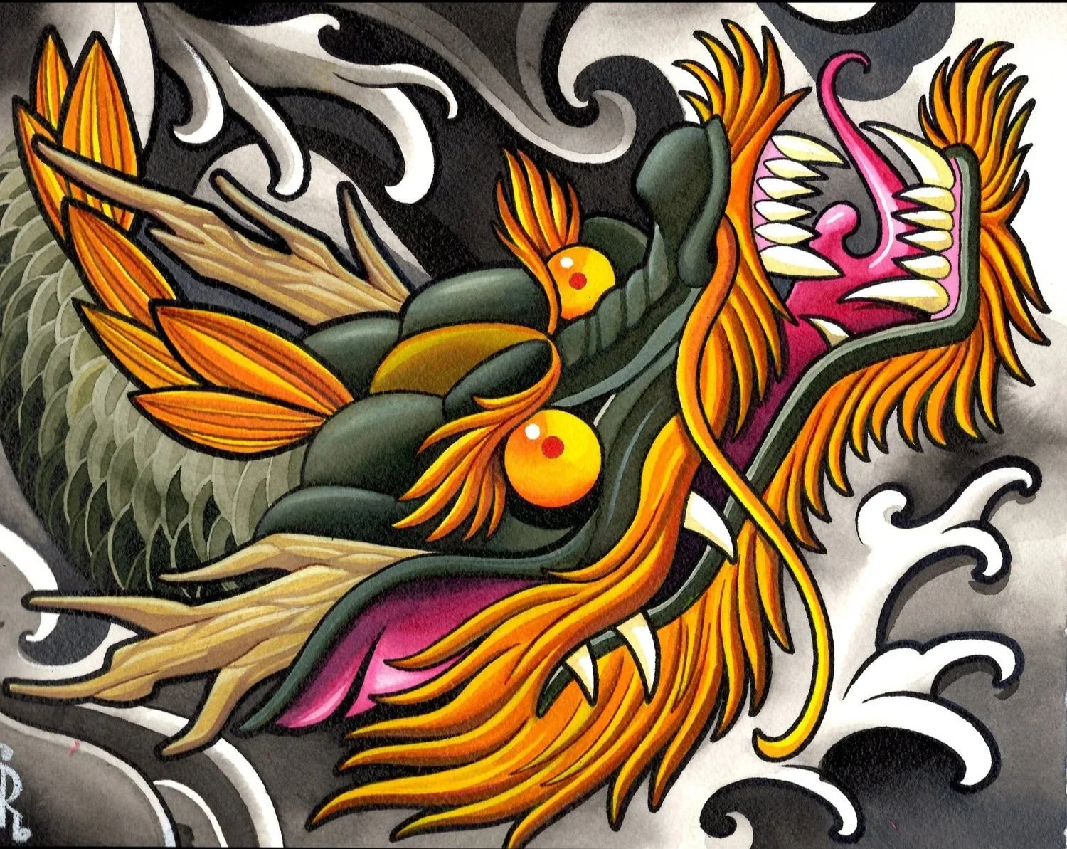 Dragon Watercolor on Cold Press Paper