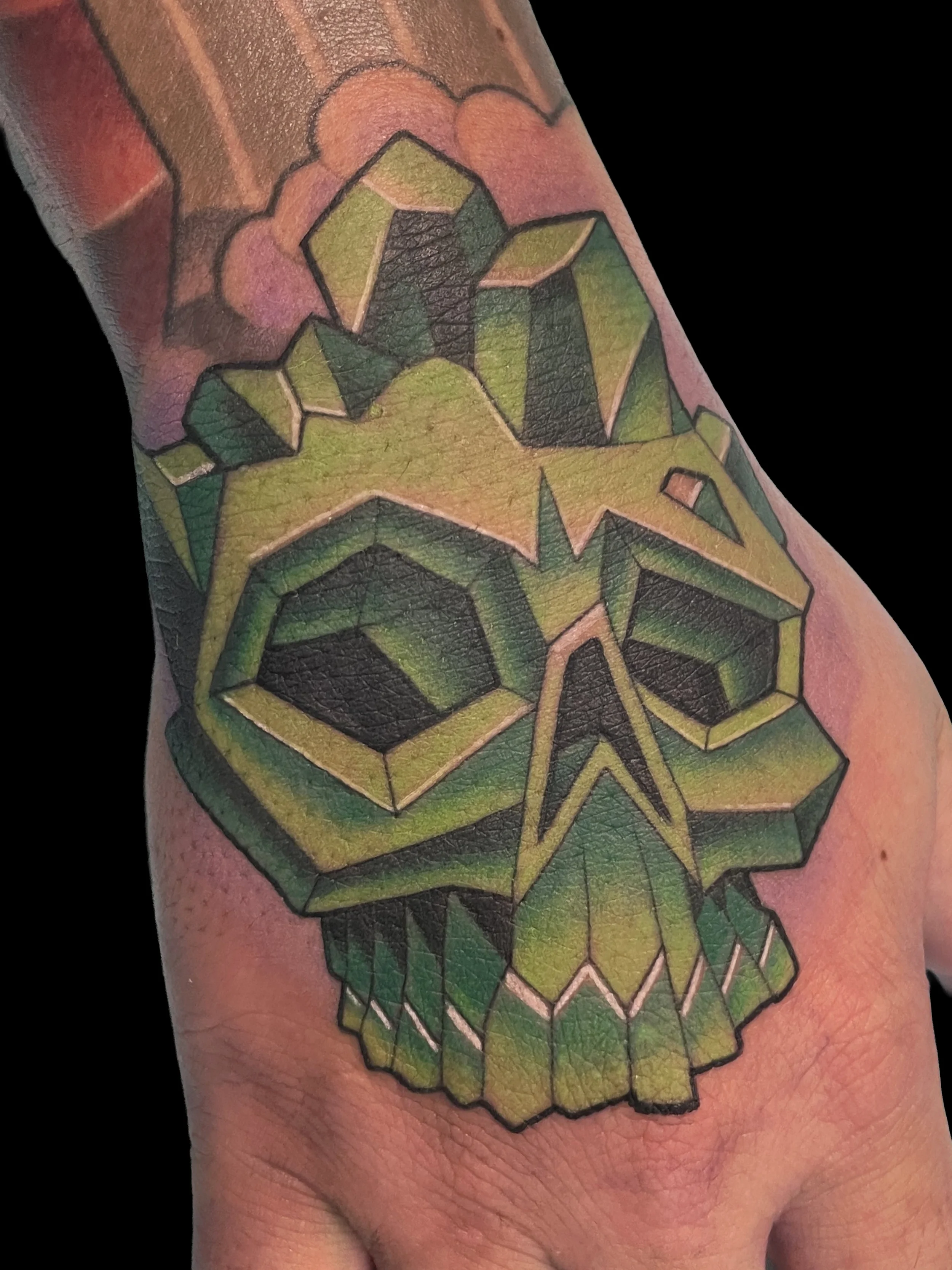 Green Crystal Skull Tattoo