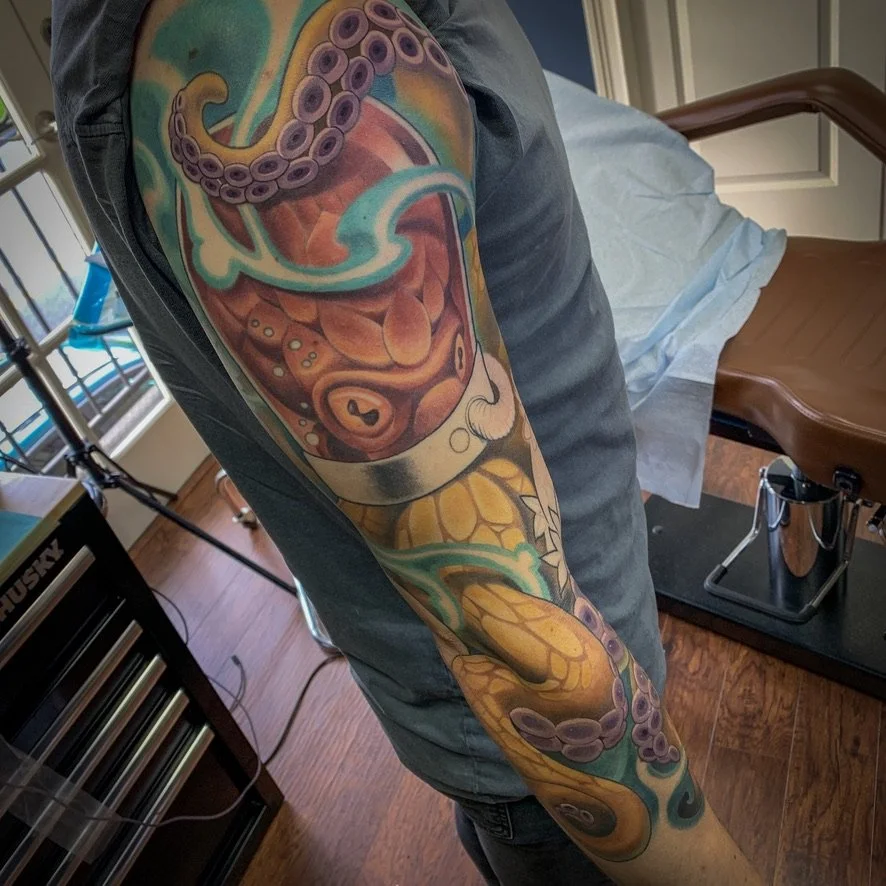 alien sleeve tattoo in progress