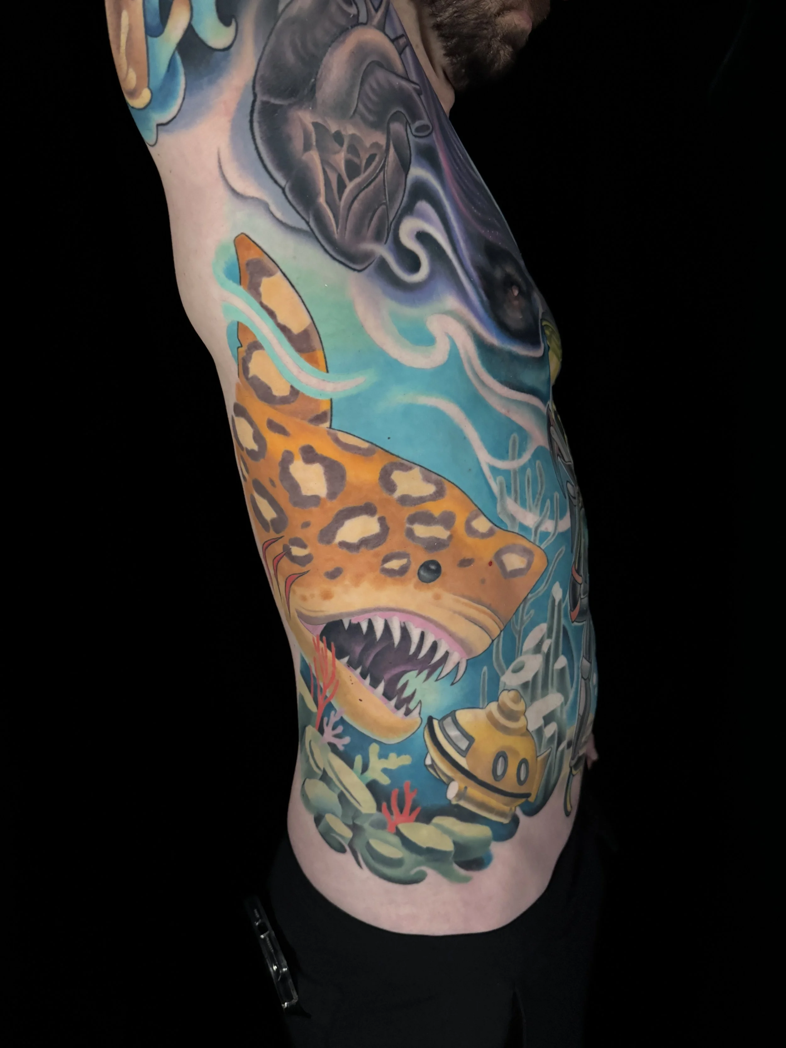 leopard shark life aquatic tattoo